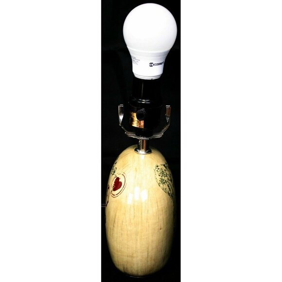 Beige Love Ceramic Lamp Small Floral Red Old World Vtg Look Inspired Flower Rose - Picture 3 of 10